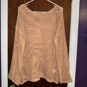Beige Crochet Knit Sweater